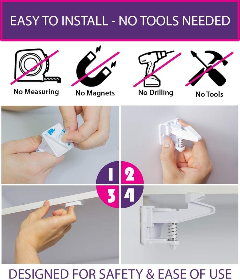 Boston Home Essentials Boston 15 Child Proof Cabinet Locks and Child Safety Cabinet Locks for Baby Proofing Cabinets, Childproof Cabinet Locks Child Safety Locks, Cabinet Lock Baby Proof Child Locks For Cabinets Drawers - Image 2